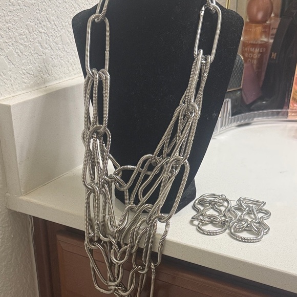 Sassy Jones Silver-Tone Link Drop Earrings - Picture 3 of 3